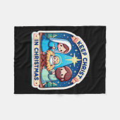 Keep Christ In Christmas Nativity Scene Manger Jes Fleece Deken (Voorkant (Horizontaal))