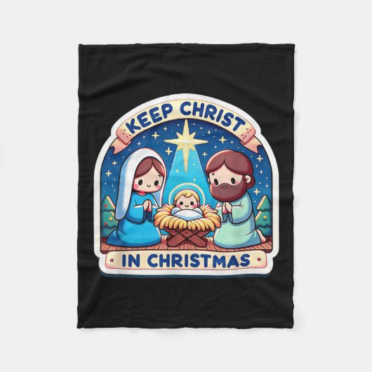 Keep Christ In Christmas Nativity Scene Manger Jes Fleece Deken (Voorkant)