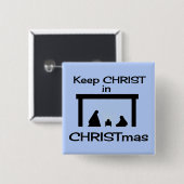 Keep CHRIST in CHRISTmas Square Button / Pin (Voorkant /achterkant)
