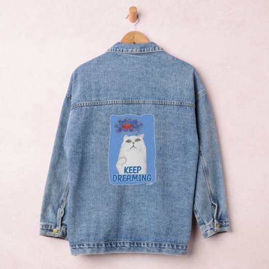 Keep Dreaming Kat Cartoon Karakter Kunst Denim Jacket (Hangar)