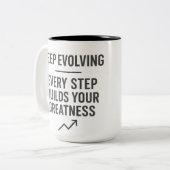Keep Evolving Motivation Tweekleurige Koffiemok (Voorkant links)