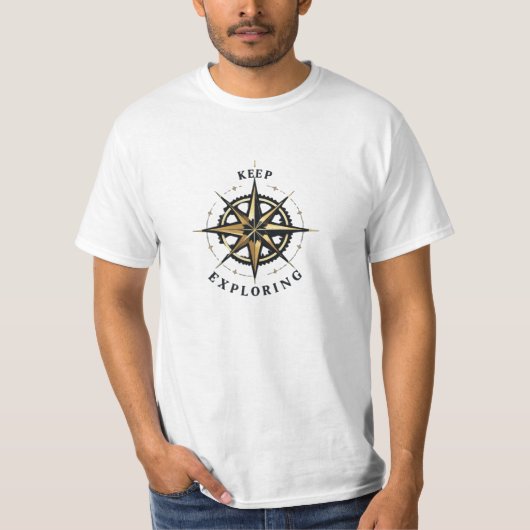 Keep Exploring Compass Adventure T-shirt – Nieuwe (Voorkant)