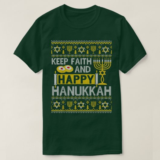 Keep Faith and Happy Hanukkah by Artify Ugly Sweat T-shirt (Design voorkant)