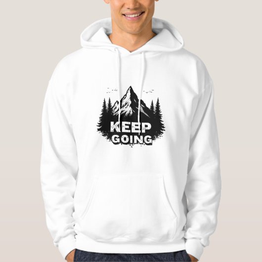 Keep Going Hoodie – Minimaal Motiverende Typografi (Voorkant)