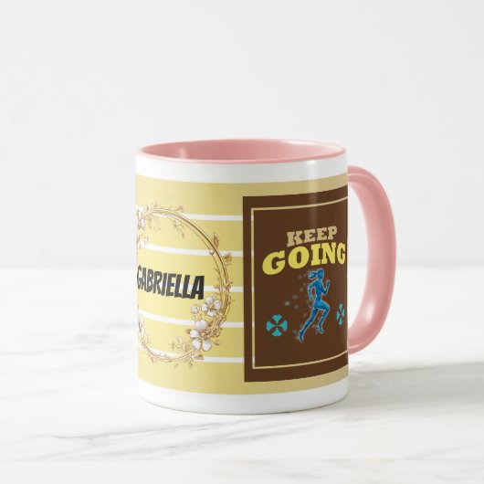 Keep Going – Personalized Motivational Floral Mug  Mok (Voorkant rechts)