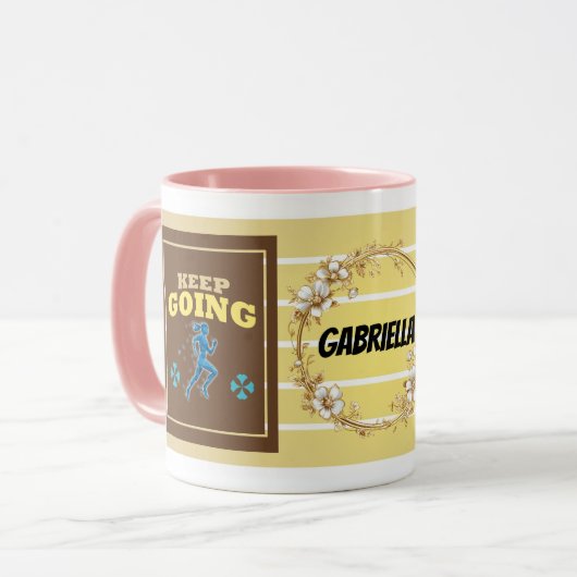Keep Going – Personalized Motivational Floral Mug  Mok (Voorkant links)