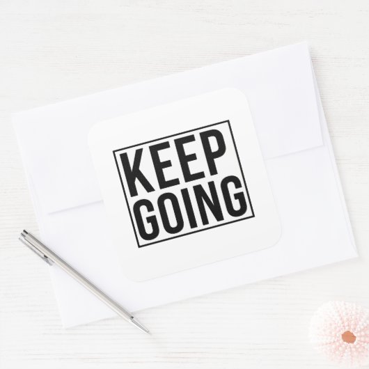 Keep Going Vierkante Sticker (Envelop)