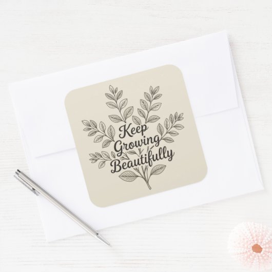 Keep growing beautifully  vierkante sticker (Envelop)