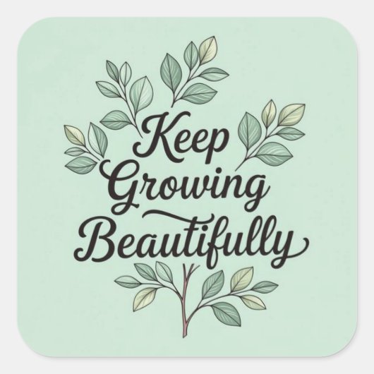 Keep growing beautifully  vierkante sticker (Voorkant)