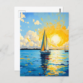 Keep in Touch | Sailboat at Sunset Briefkaart