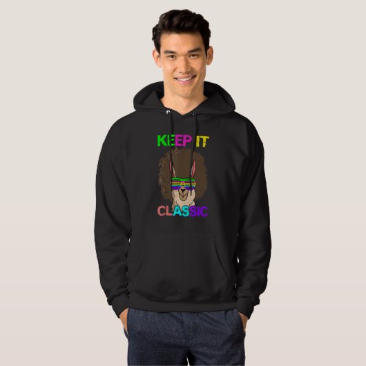 Keep It Classic Alpaca 80's 90's Llama Hoodie (Voorkant volledig)