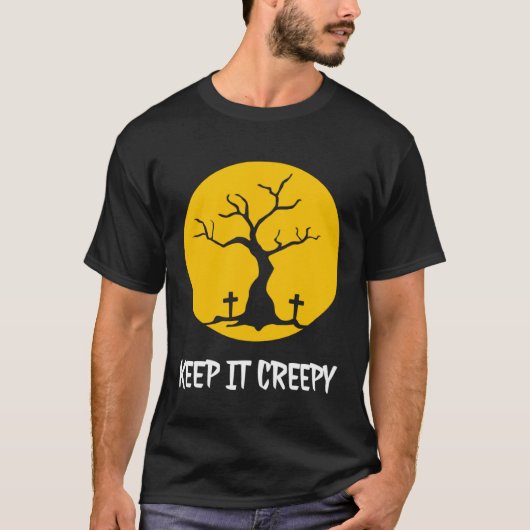 Keep It Creepy Full Moon Cemetery Silhouette Hallo T-shirt (Voorkant)