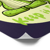 Keep it fun Kawaii green crocodile practicing yoga Poster (Hoek)