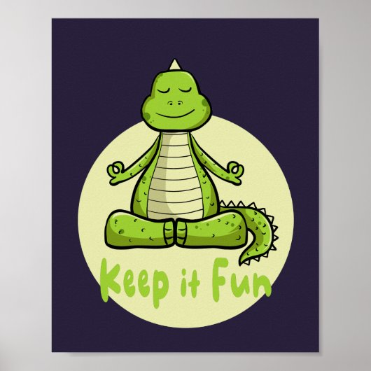 Keep it fun Kawaii green crocodile practicing yoga Poster (Voorkant)