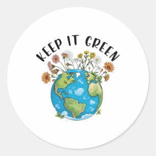 Keep It Green Earth Day Schattigee lerares Kinder Ronde Sticker