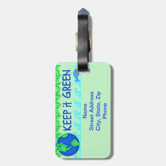 Keep It Green Earth Ecology Bagagelabel (Achterkant verticaal)