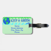 Keep It Green Earth Ecology Bagagelabel (Achterkant horizontaal)