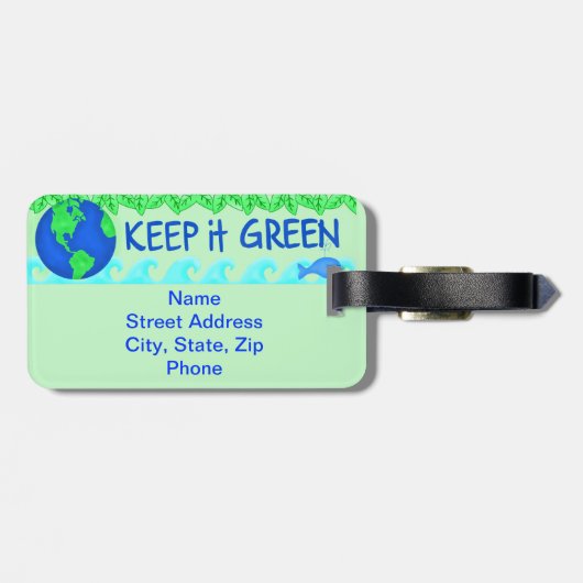 Keep It Green Earth Ecology Bagagelabel (Achterkant horizontaal)