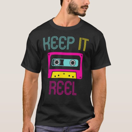 Keep It Reel Audio Cassette Retro Music Format T-shirt (Voorkant)