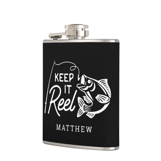 Keep It Reel Fisher Vaderdag Aangepaste naam Heupfles (Links)