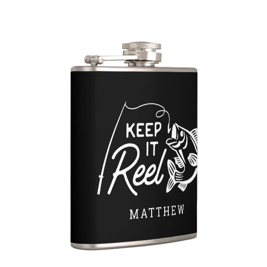 Keep It Reel Fisher Vaderdag Aangepaste naam Heupfles (Rechts)
