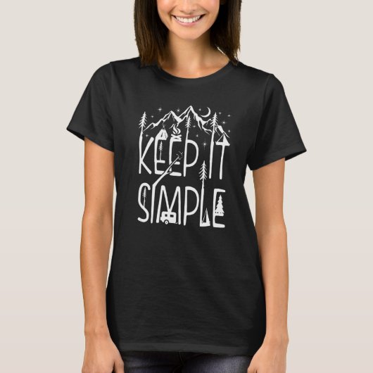 Keep It Simple Camping Mountain Adventure Camper T-shirt (Voorkant)