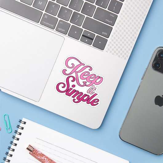 Keep It Simple Sticker (Pink) (Laptop met iPhone)