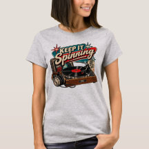 Keep It Spinning Vintage Vinyl Record Dames T-Shir