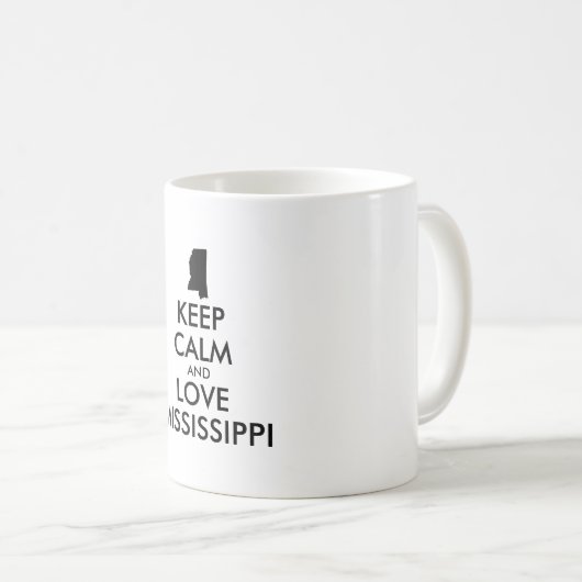  KEEP KALM EN VERLIES MISSISSIPPI KOFFIEMOK (Voorkant rechts)