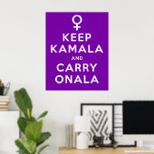Keep Kamala en Carry Onala Paarse Achtergrond Poster (Thuiskantoor)
