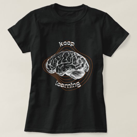 Keep Learning Bold Black T-Shirt (Design voorkant)