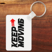 Keep Moving – Powerful Red Motivation Quote Design Sleutelhanger (Achterkant)