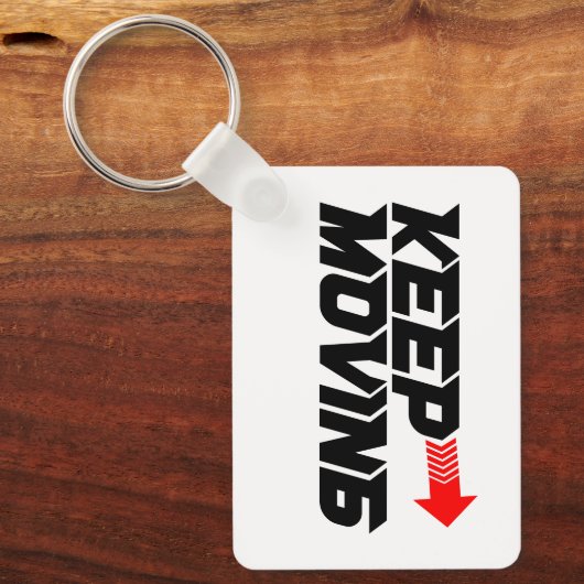 Keep Moving – Powerful Red Motivation Quote Design Sleutelhanger (Voorkant)