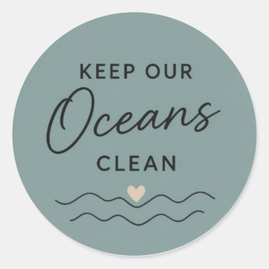 Keep Oceans Clean Ronde Sticker (Voorkant)