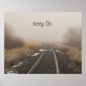 Keep On Railroad Tracks in Fog Landscape Photo Poster (Voorkant)