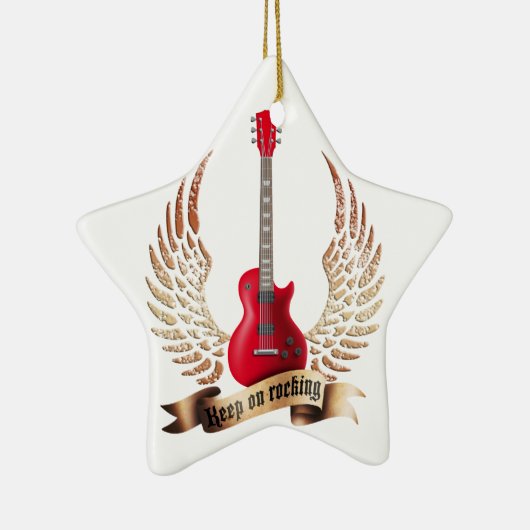keep on rocking electric guitar wings keramisch ornament (Rechts)