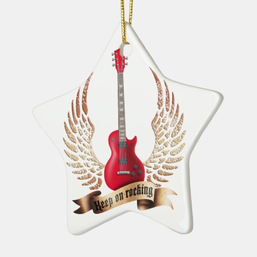 keep on rocking electric guitar wings keramisch ornament (Links)