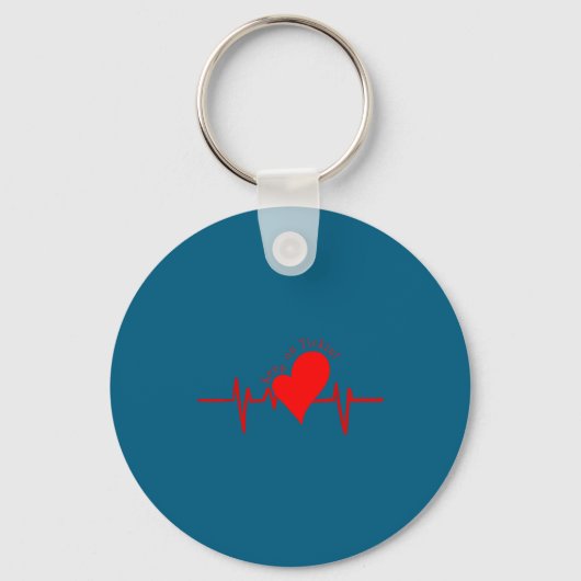 Keep On Tickin! Ekg Heartbeat Cow Valve Heart Pati Sleutelhanger (Voorkant)