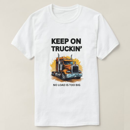 KEEP ON TRUCKIN' MEN'S WHITE BASIC STYLE T-SHIRT (Design voorkant)