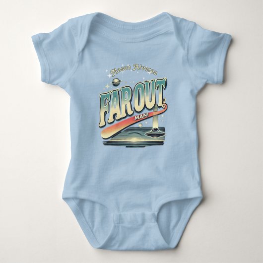 Keep On Truckin’ Retro 60s gepersonaliseerd blauw Romper (Voorkant)