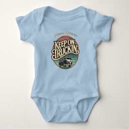 Keep On Truckin’ Retro 60s gepersonaliseerd blauw Romper