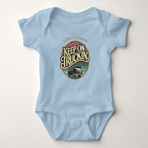 Keep On Truckin’ Retro 60s gepersonaliseerd blauw Romper