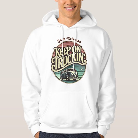 Keep On Truckin’ Retro 60s gepersonaliseerd Hoodie (Voorkant)