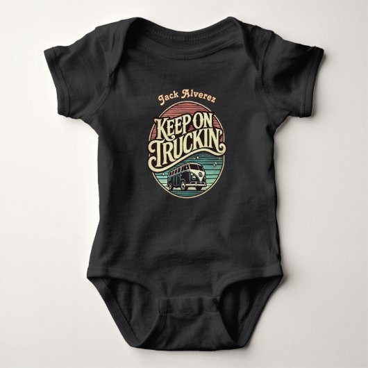 Keep On Truckin’ Retro 60s gepersonaliseerd Romper (Voorkant)