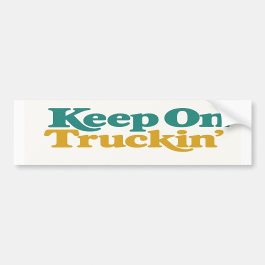 Keep On Truckin’ Retro 70s Blauwgroen en Mosterd S Bumpersticker (Voorkant)