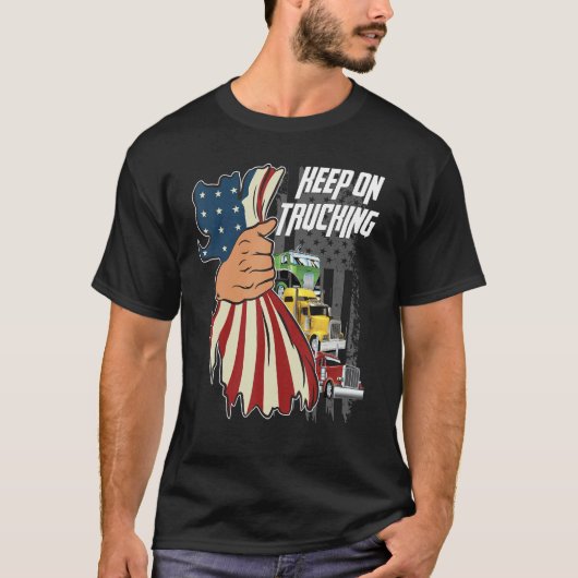 Keep On Trucking Flag Us T-shirt (Voorkant)