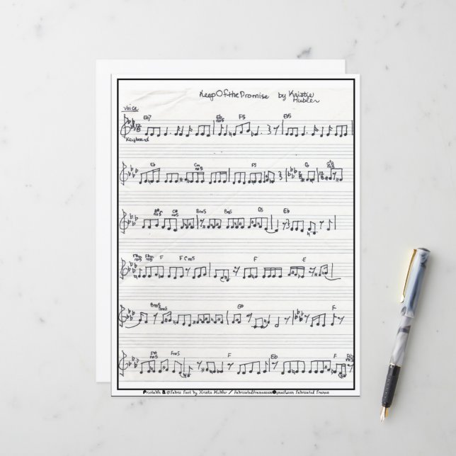 Keep Promise Song Signed Sheet Music paper sheet (Voorkant / Achterkant in situ)