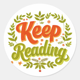 Keep Reading Books bibliotheek lezen thema Ronde Sticker