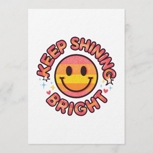 Keep Shining Bright Sticker – Retro 90s Smiley Kaart (Voorkant)