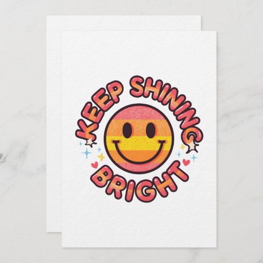Keep Shining Bright Sticker – Retro 90s Smiley Kaart (Voorkant / Achterkant)